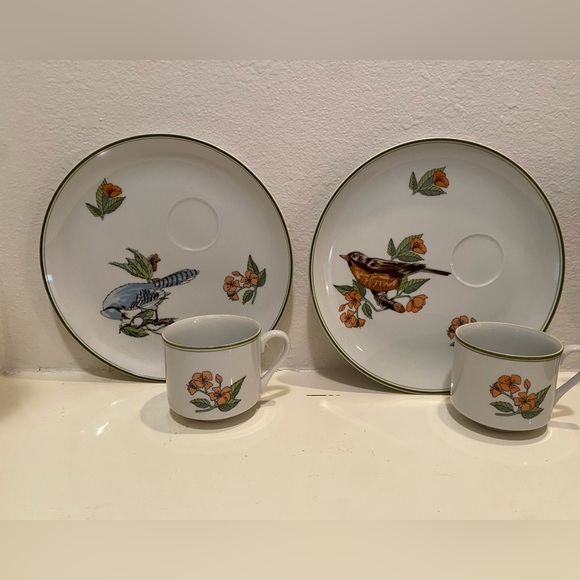 Fitz & Floyd Collector Bird Snack Set 1975- Set of 2 - Picture 1 of 12